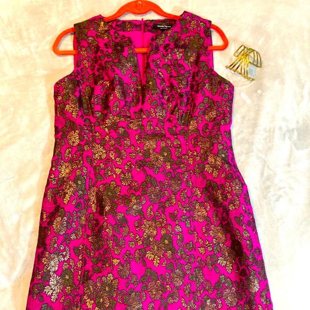 Nanette Lepore Pink and Gold Brocade Dress 10P